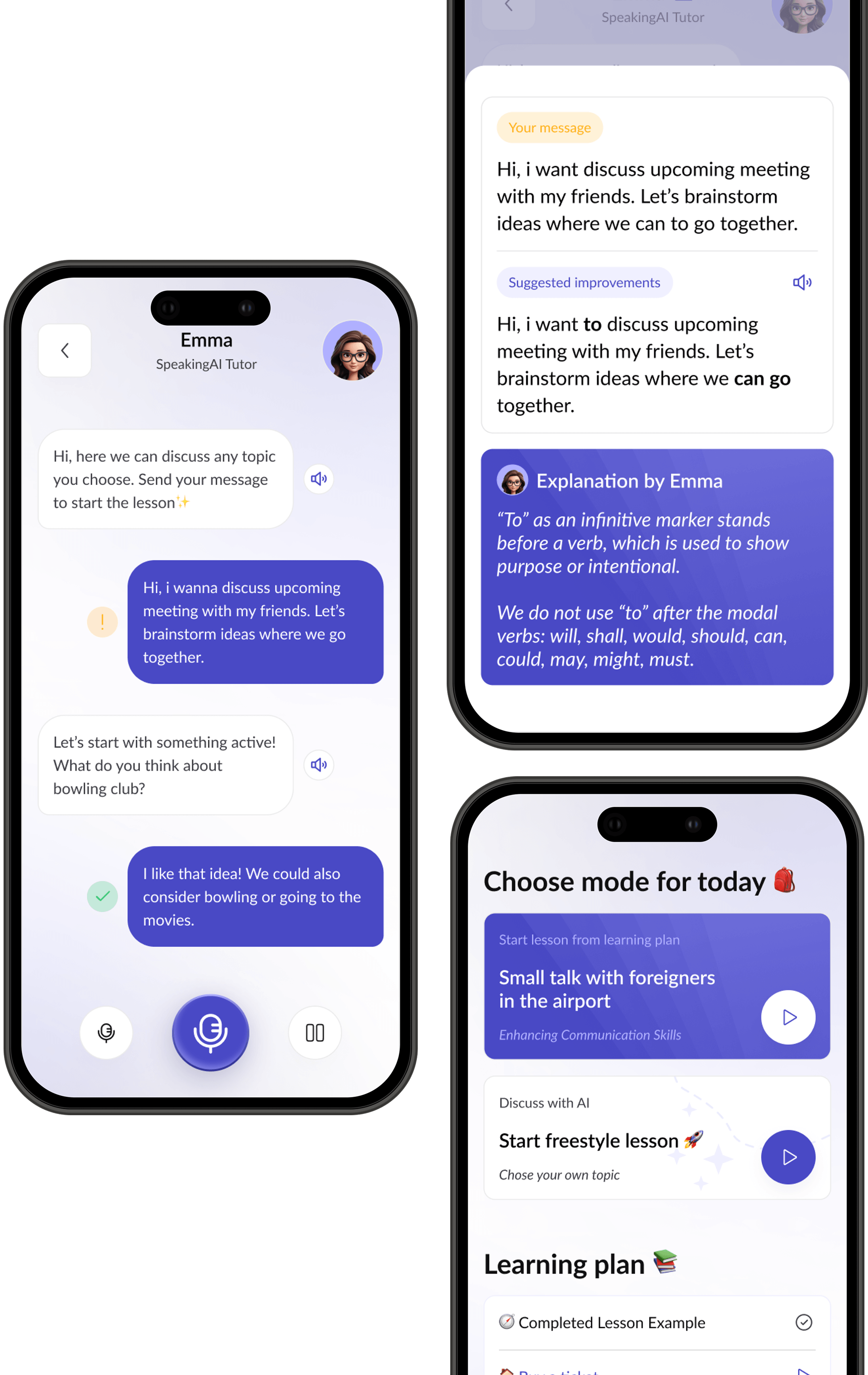 Mobile app screenshots