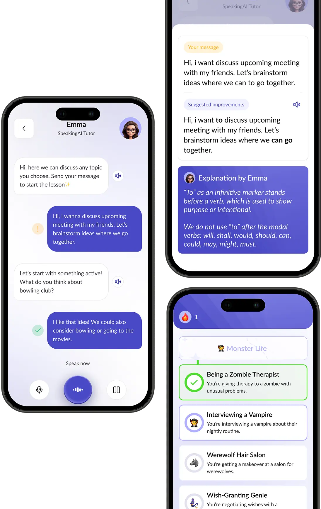 Mobile app screenshots
