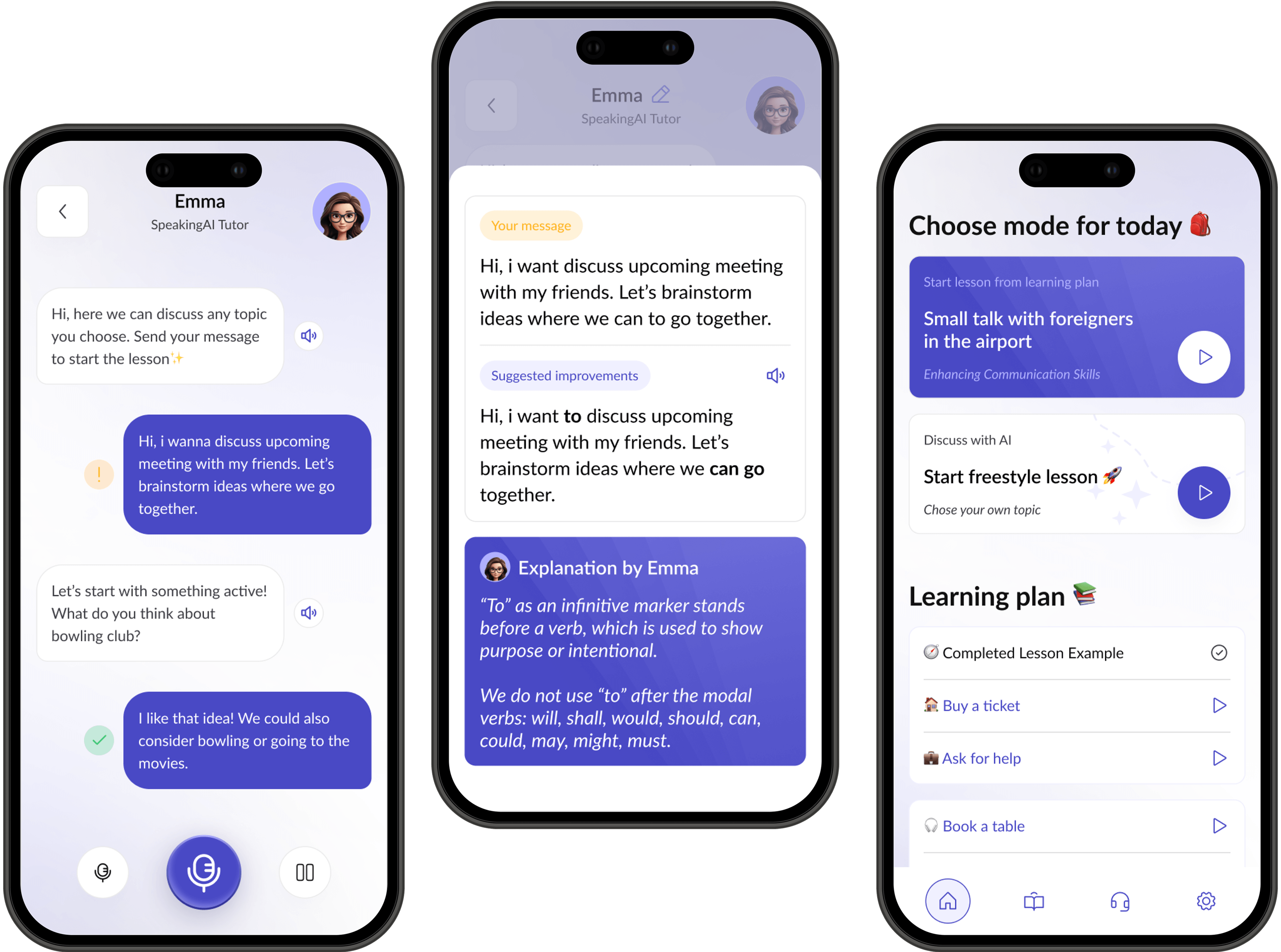Screenshots from mobile app